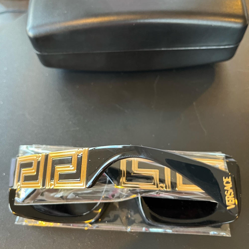 Versace Black Rectangular Sunglasses - image 2